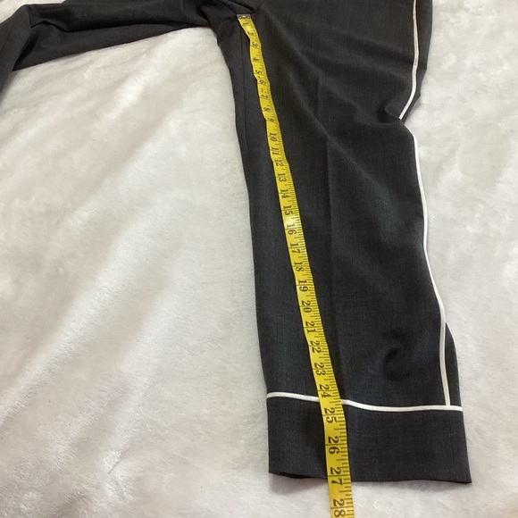 J. Crew Wool Blend Party PJ Pants Trousers Gray White Piping Size 6 Cozy Chic - Picture 7 of 9